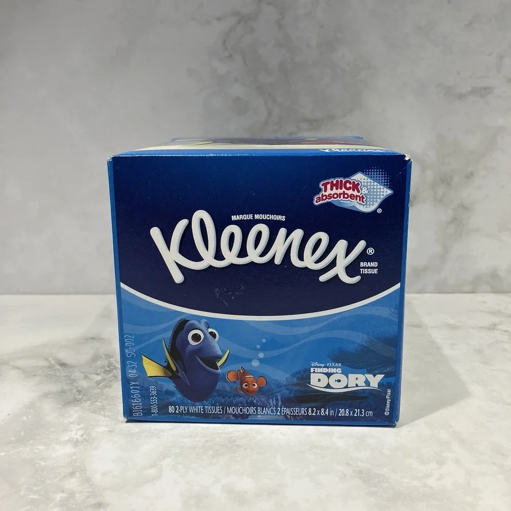FINDING DORY Kleenex Disney Pixar 80 2-Ply Box of Tissues - Blue Top